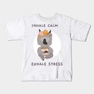 Inhale Calm Exhale Stress Motivational Kids T-Shirt